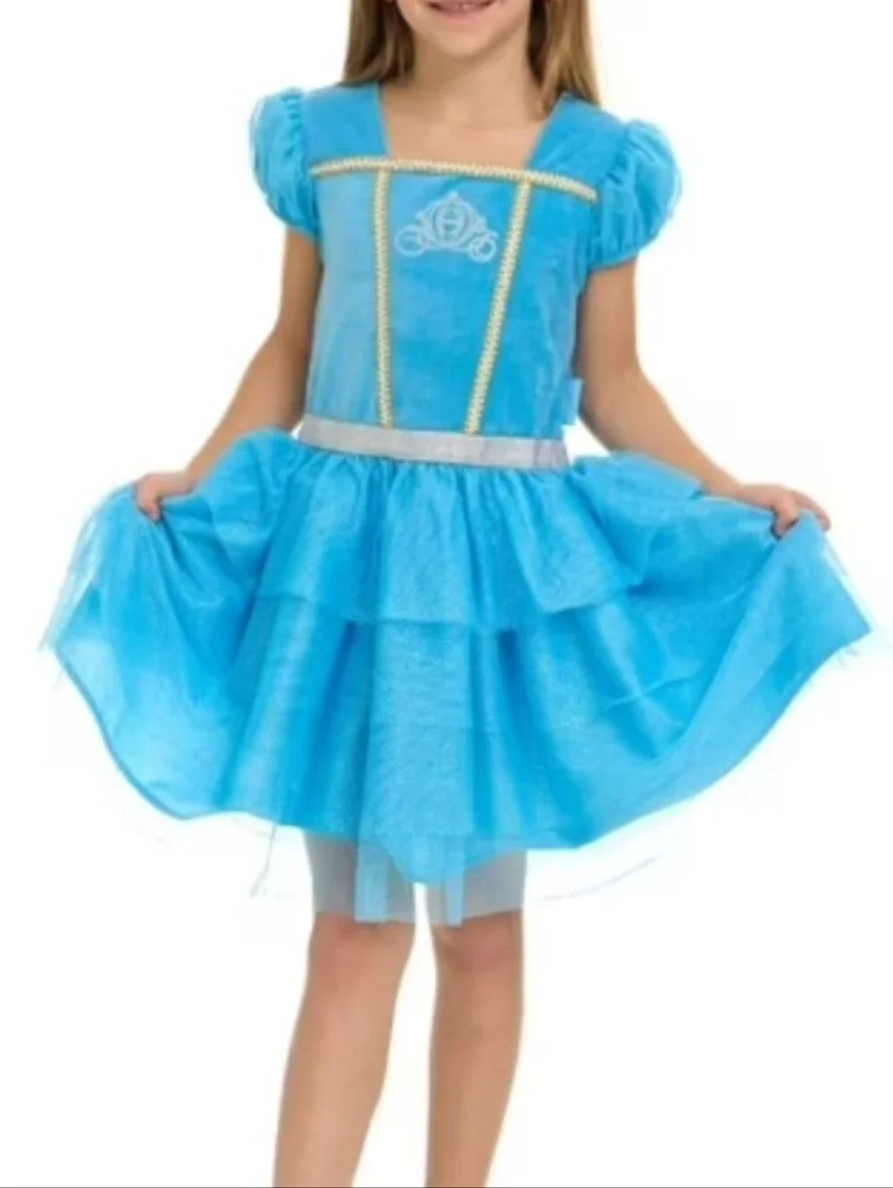 Disney Cinderella Princess Tutu Velour top Tulle Skirt Dress Blue 8